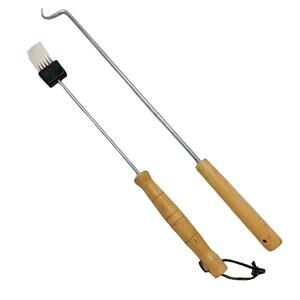 Pigtail Hook Food Flipper & Grill Brush 18" & 16" Meat Turner Hook